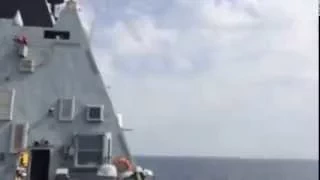 US NAVY F-18's Super Low Pass on a ROYAL NAVY warship