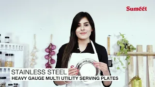 Sumeet Stainless Steel Heavy Gauge Multi Utility Serving Plates with Mirror Finish19cm Dia-Set of6pc