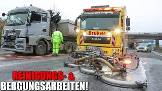 [LKW-UNFALL AUF DER A46] - 2 Verletzte | Reinigungs- & Bergungsarbeiten | Vollsperrung | Langer Stau