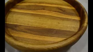 The dish is made of Oak, hand router.