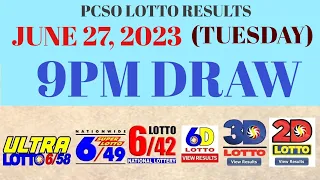 Lotto Result Today 9pm June 27 2023 6/58 6/49 6/42 6digits Swertres Ez2 Pcso