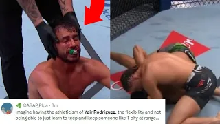 FIGHTERS REACT TO YAIR RODRIGUEZ GETTING SUBMITTED BY BRIAN ORTEGA | RODRIGUEZ VS ORTEGA REACTIONS