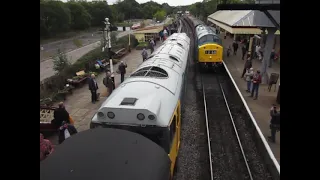 Class 50 Loco Enters Ramsbottom Noisily past Whistling Class 40 - 24 Sep 2016