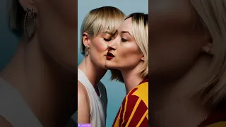 Pom Klementieff kissing Mackenzie Davis