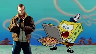 GTA IV Niko Bellic trying to get a pizza from Spongebob