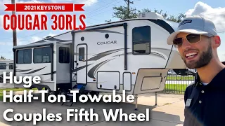 Huge Half-Ton Towable Couples Fifth Wheel | 2021 Keystone Cougar 30RLS