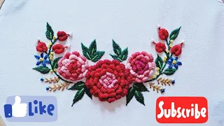 gorgeous  Brazilian  stitch hand embroidery  flower  design