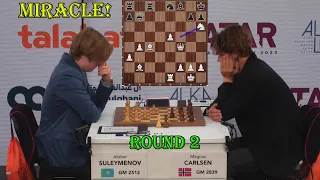 MIRACLE GAME!! Alisher Suleymenov (2512) vs Magnus Carlsen (2839) ||  Qatar Masters 2023 - R2