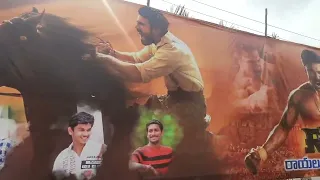 Ram Charan fans celebrations 10×160 ft banner in Bhimavaram 🔥🔥#RRRMovieOnMarch25th