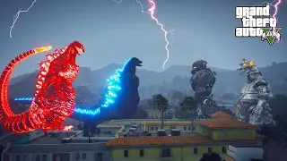 Hesei Godzilla and Shin Godzilla vs Mechagodzilla Classic and Mechani Kong - GTA V Mods