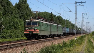 Train video. Trains on the railway Moscow - Kursk. Chekhov-Serpukhov section. Russia. Moscow region.