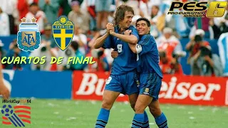 MUNDIAL EEUU 🇺🇸 1994 CON ARGENTINA 🇦🇷 EN PES 6 | CUARTOS DE FINAL V.S SUECIA | Pes 6 en Español