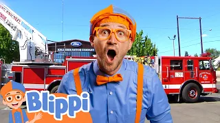 Blippi Explores a Fire Truck | Classic Blippi Adventures | Vehicle Videos for Kids | Moonbug Kids