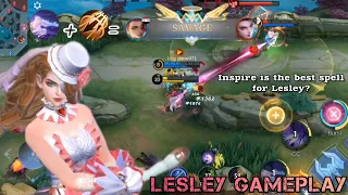 Lesley Gameplay, Broken damage with Inspire? Easy Savage!  Top 1 Global Build and Emblem ( try pls)