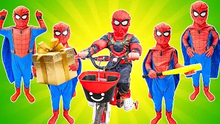 What If 10 SPIDER-MAN in 1 HOUSE? | Spider Kid vs Miss DELIGHT Who stole the Spider's New bike?