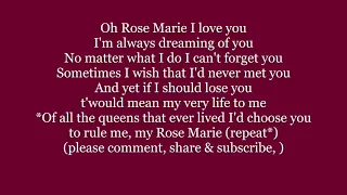 O ROSE MARIE I Love You Queens Lyrics Word text trending Slim Whitman cover Rosemary sing along song