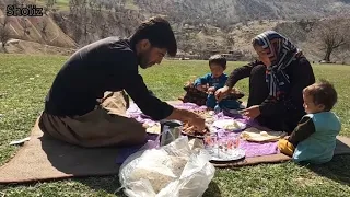 Making a lunch in the heart of nature. Nomadic life in Iran