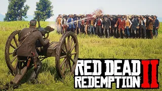 Red Dead Redemption 2 - GATLING GUN VS 150 NPCs