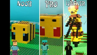 Lego Minecraft Noob vs Pro VS Hacker: Bee House Challenge