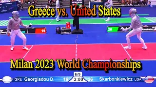 Unleashing Fencing Mastery: Epic USA vs Greece Women's Sabre Battle - Milan 2023