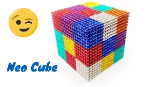 [4K] How to make Big Rainbow Cube from Magnetic Balls? 5mm Neocube Tricks Video. Satisfying Video.