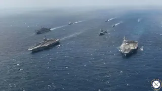 2 U.S. Carriers, 2 Big Deck Amphibs Drill Together in the Western Pacific