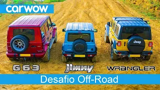 AMG G63 vs. Suzuki Jimny vs. Jeep Wrangler - ARRANCADA morro acima e qual é o melhor OFF-ROAD!