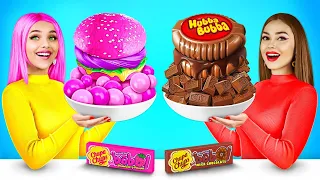 Bubble Gum vs Chocolate Food Challenge | Bubble Gum Blowing Battle by Mega Game