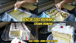 BOLO DE COCO RECHEADO l COCADA CREMOSA l FAÇA E VENDA ESSAS FATIAS