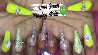 Lime Green/ Neon Playboy Bunny Nail Tutorial 💚