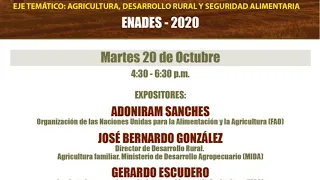SESIÓN TÉCNICA-08 SEGURIDAD ALIMENTARIA Y NUTRICIONAL SOSTENIBLE/Agricultura, desarrollo rural y seg