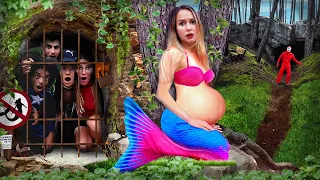 The pregnant mermaid is lost in the woods