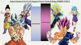 Goku & Gohan & Chi-Chi VS Vegeta & Future Trunks & Bulma POWER LEVELS All Forms - DB / DBZ / DBS