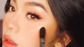 GOLDEN PEACH SUMMER MAKEUP 🍑