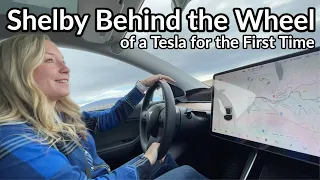 Shelby Behind the Wheel of a Tesla for the 1st Time