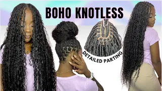 BOHO BRAIDS WITH ME | DETAILED PARTING | BRAIDING TIPS & HACKS | YWIGS | FULL GODDESS LOOK