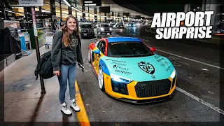 Picking her up from the Airport in my Harlequin Audi R8