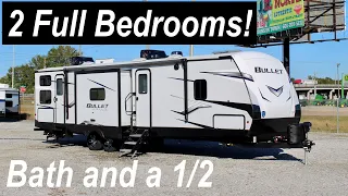 Check out the NEW COLORS on this Two Bedroom Travel Trailer RV! 2022 Bullet Ultra Lite 330BHS