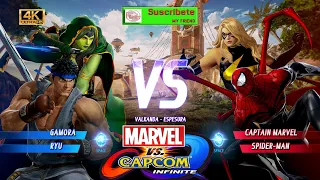 Today...Ryu & Gamora Vs Spider-Man & Capitana Marvel  In Amazing Combat [Marvel vs Capcom Infinite]