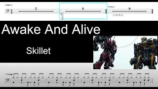 變形金剛四 Awake And Alive Skillet｜Tempo80｜動態鼓譜完整版