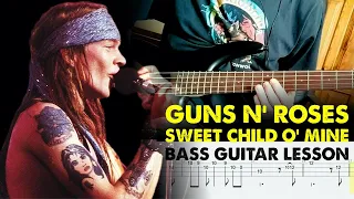 Guns N' Roses - Sweet Child O' Mine | Bass Guitar Tab Lesson Tutorial (Slow Version)