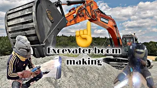 Excavators machine boom making complete process with limited equipment #travel #tractorlover #farmer