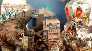 Godzilla & Kong vs Hedorah (epic battle stop motion)