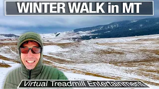 4K Montana Winter Walk - Old Swingly Road Virtual Treadmill Tour - 4k City Walks