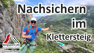 Klettersteig - Nachsteiger sichern mit Seil