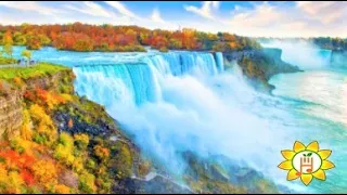 Beautiful Waterfalls Around the World 🌞 Amazing Niagara Falls 🌸 Relaxing Piano Music for Meditation