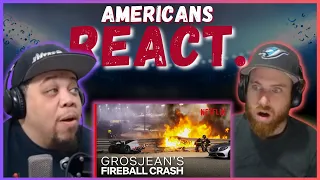 AMERICAN REACTS TO GROSJEAN'S INSANE FIREBALL CRASH. EMOTIONAL! || REAL FANS SPORTS