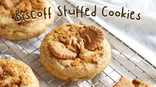 Biscoff Stuffed Cookies recipe 🧸 | คุกกี้บิสคอฟ | ซับไทย | #softcookies