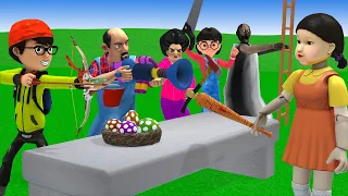 Scary Teacher 3D vs Squid Game Sawing Wood Get Eggs Challenge 5 Times Miss T vs 2 Neighbor Loser