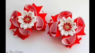 Не могу остановиться! Супер-бантики из лент. Канзаши. Kanzashi. DIY Hair Bow / Beautiful Ribbon Bow.